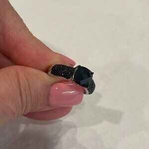 Black Diamond Cut Stone Ring Sterling Silver 925 China